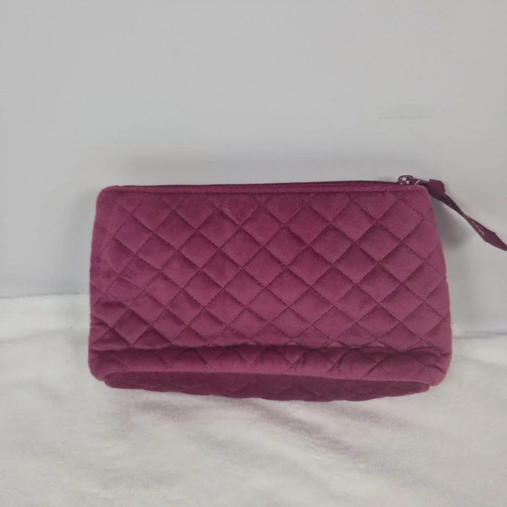Vera Bradley‎ Compact Organizer Magenta Pink velvet case Makeup Zippered